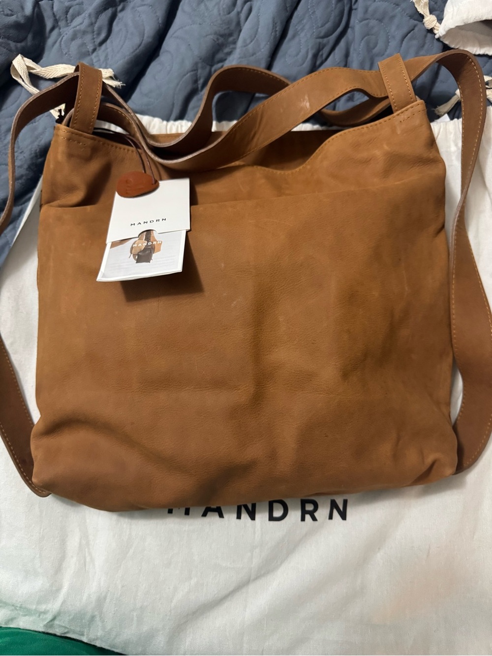 Mandrn Tan Woven Leather Shoulder Bag EVRA - Picture 2 of 2